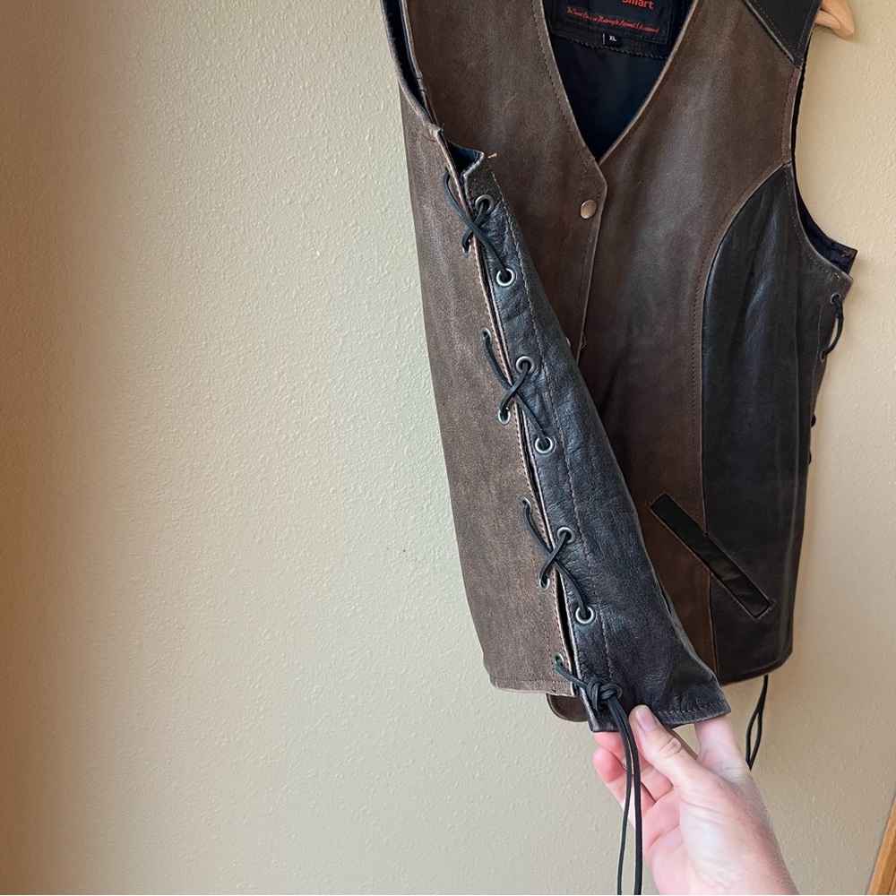 Daniel Smart Vest Womens XL Two-Toned Leather Side-Laced Conceal Carry Chains - Picture 6 of 15